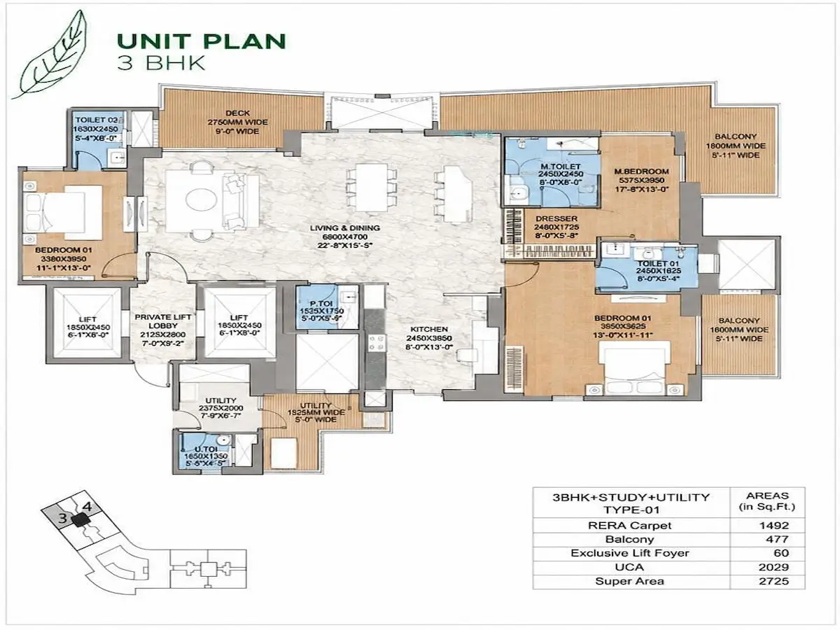 HCBS TWIN HORIZON 3 BHK LAYOUT