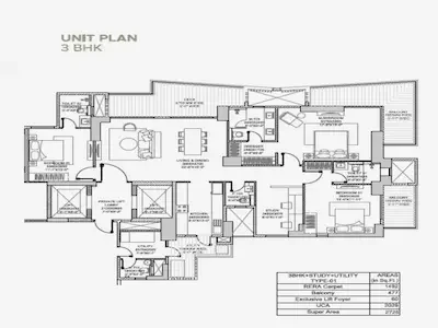 hcbs 3 bhk layout